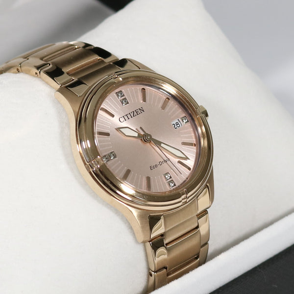 Citizen Eco Drive Rose Gold Tone Elegant Women s Watch FE6053 57W Chronobuy