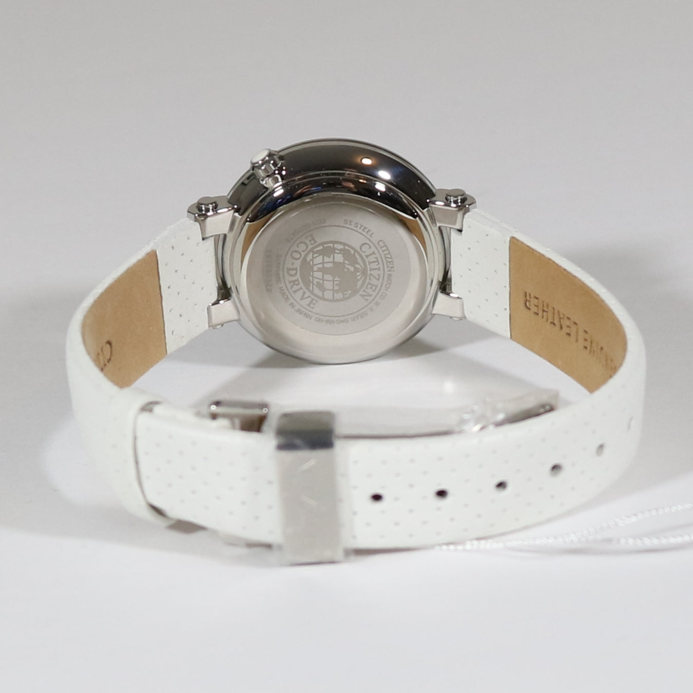 Citizen Eco-Drive Women's White Dial Leather Strap Watch EW1970-06A