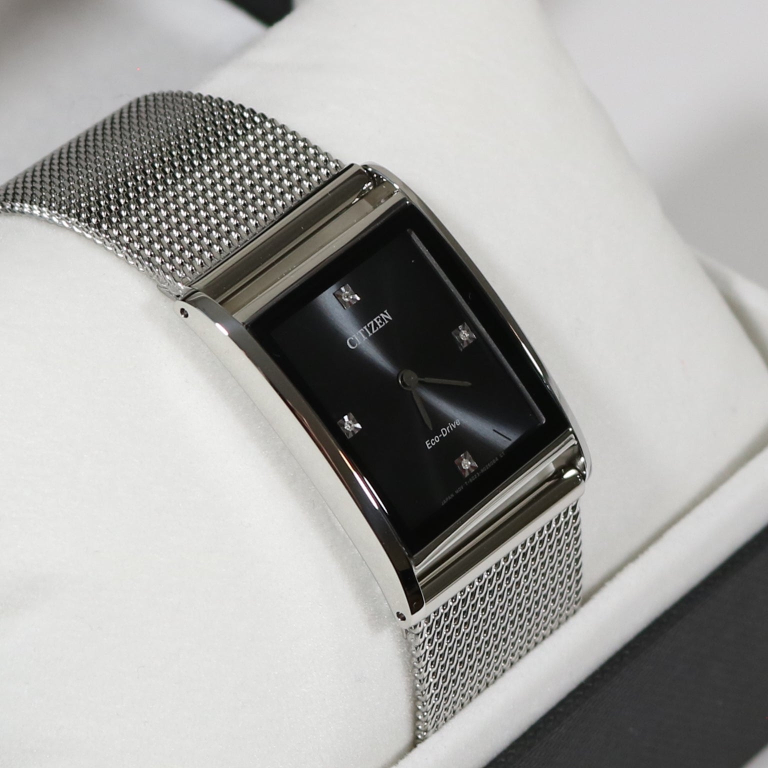 Citizen Eco-Drive Axiom Black Dial Mesh Stainless Steel Bracelet Watch BL6000-55E