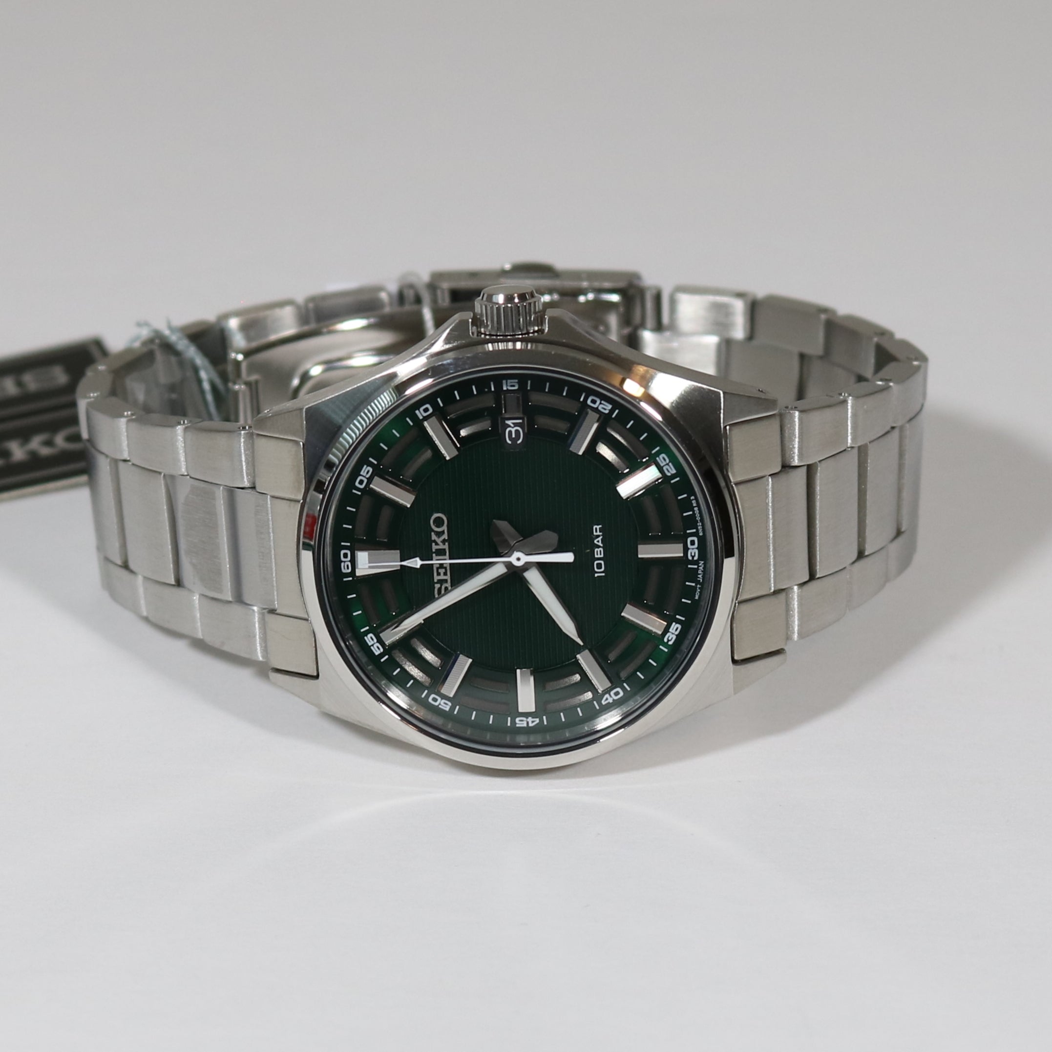 Seiko Quartz Green Dial Stainless Steel Men's Watch SUR503P1