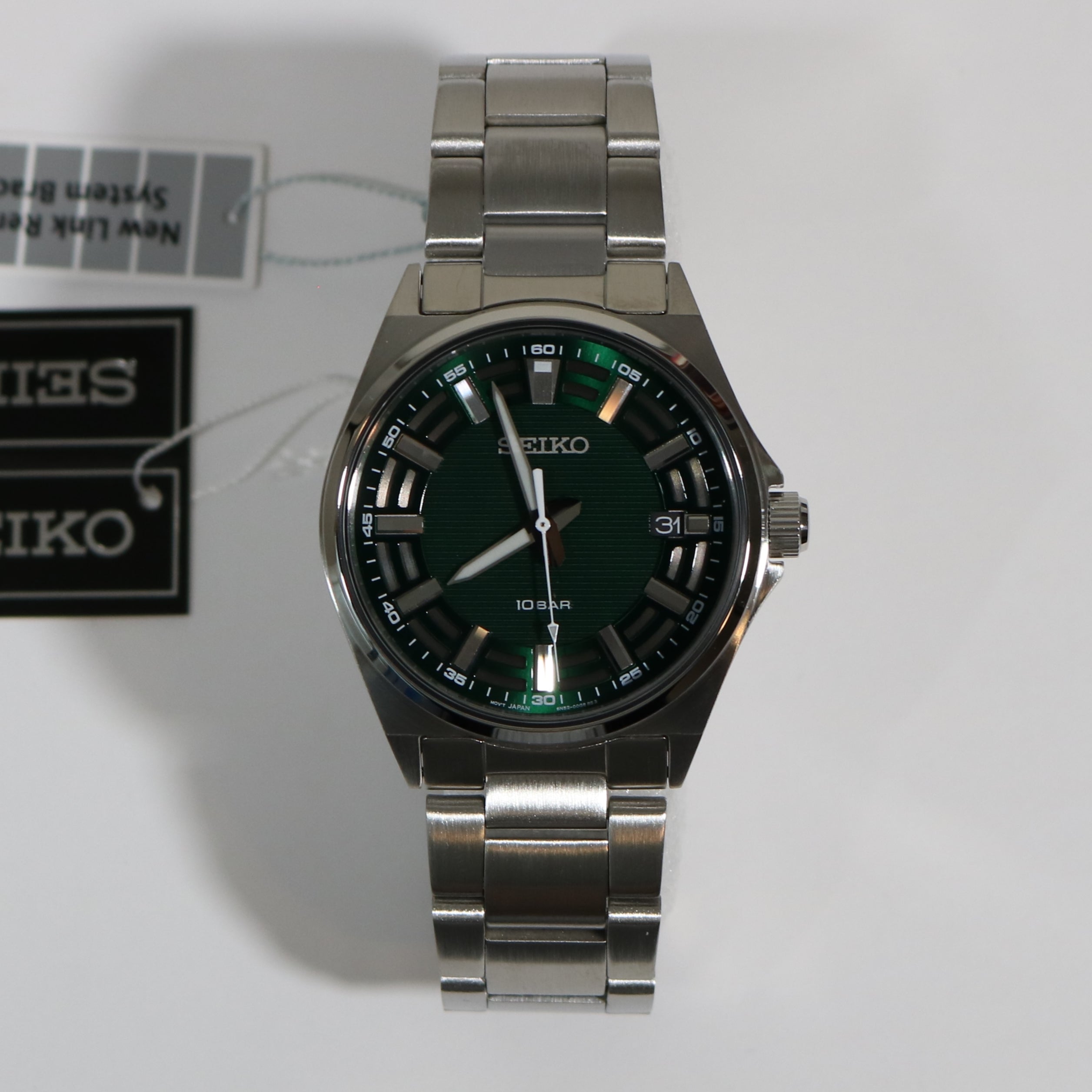 Seiko Quartz Green Dial Stainless Steel Men's Watch SUR503P1