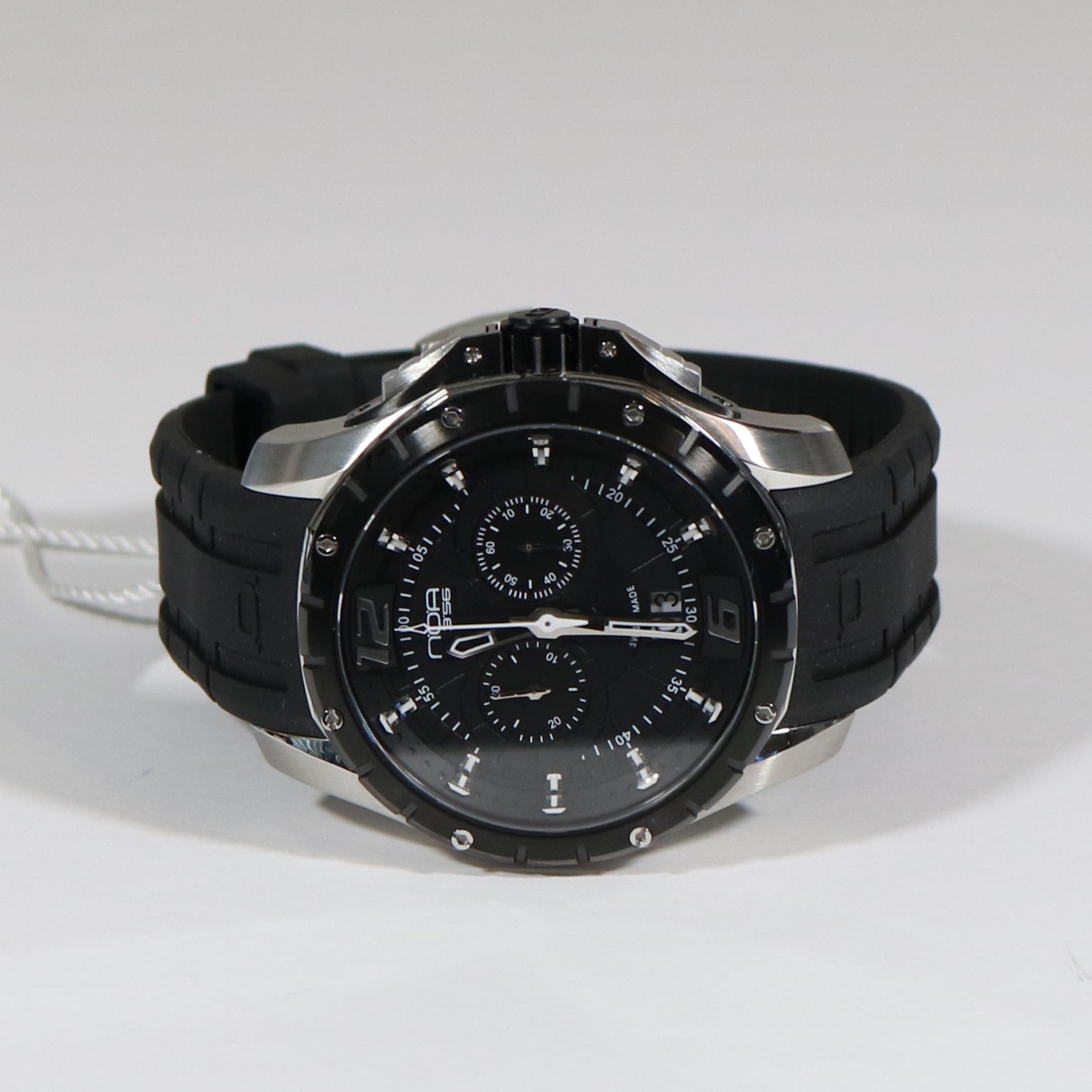 N.O.A Skandar Quartz Black Dial Stainless Steel Rubber Strap Men's Watch NW-SKCH001