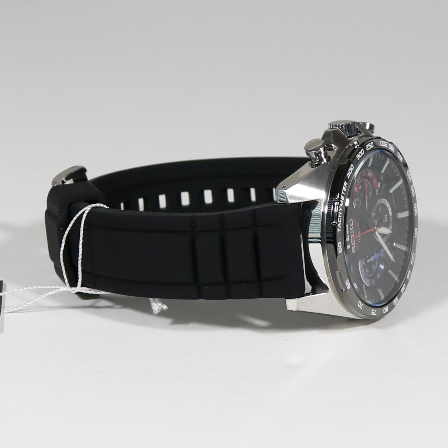 Seiko Quartz Men's Stainless Steel Black Rubber Strap Sports Watch SSB347P1