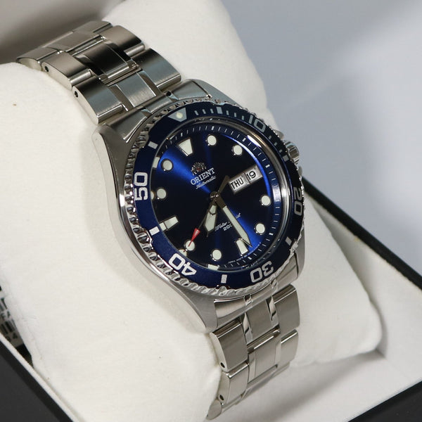 Orient Ray II Men s Blue Dial Automatic Stainless Steel Watch FAA02005D9 Chronobuy