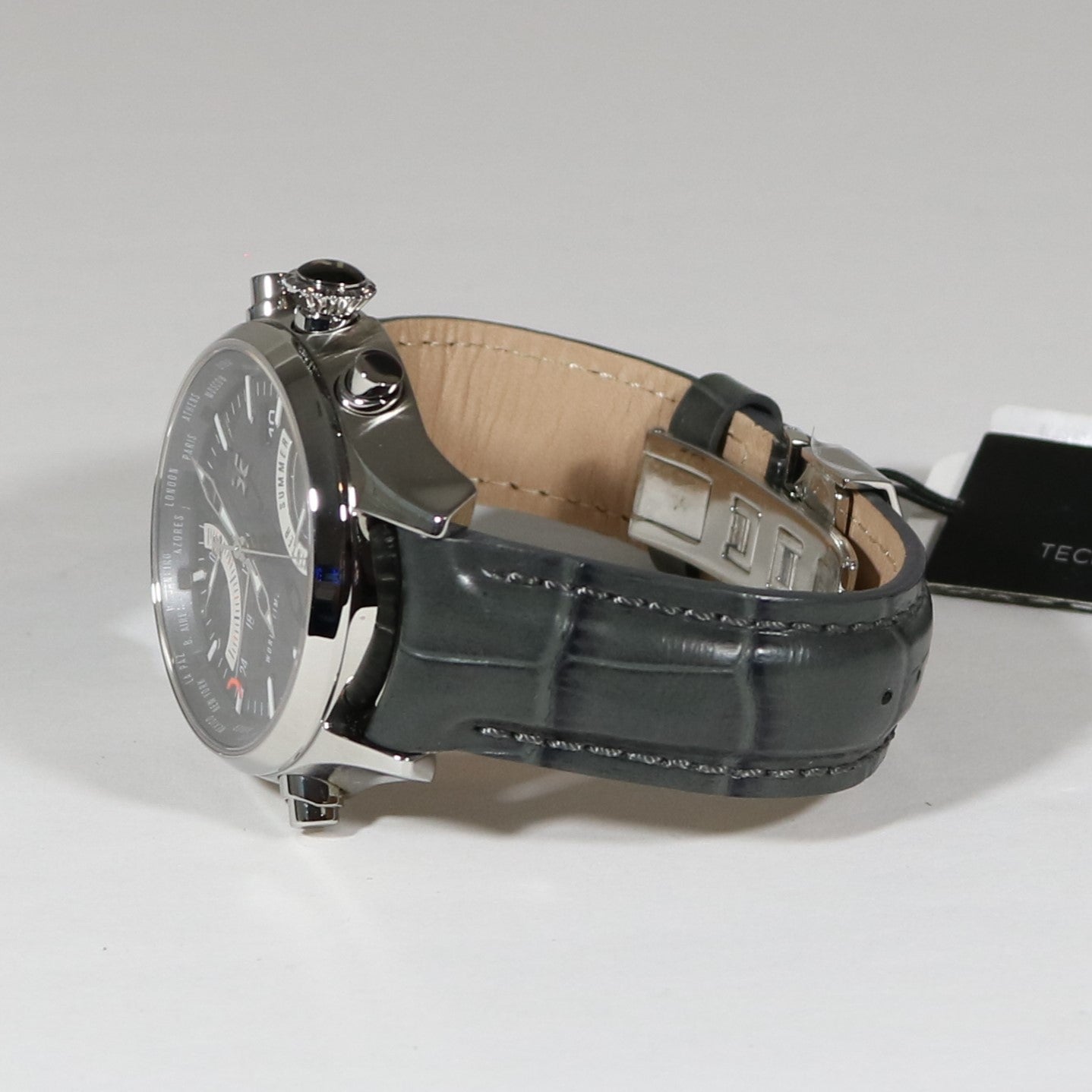 Tx Unisex T3C394 500 Series World Time Stainless Steel Black Dial Watch T3C394