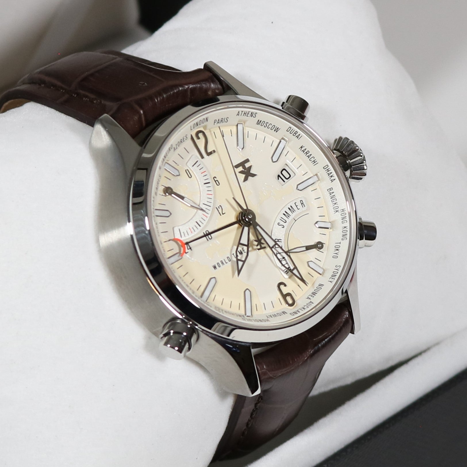 Tx Unisex T3C396 500 Series World Time Ivory Dial Watch T3C394