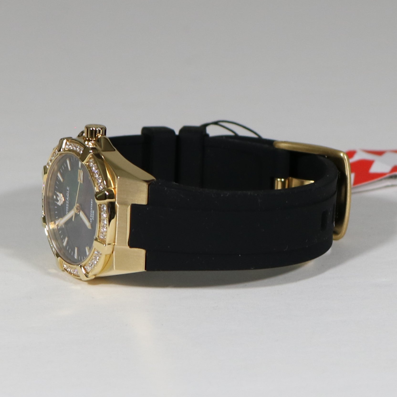 Swiss Eagle Glide Women's Gold Tone Steel Crystal Bezel Sports Watch SE-6041-02