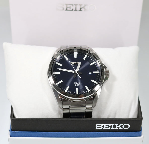 Seiko Solar Stainless Steel Blue Dial Men s Watch SNE483P1