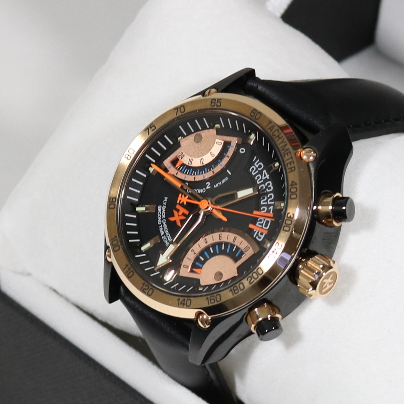 Timex TX Series Flyback Chronograph Leather Strap Black Dial Men's Watch T3C178