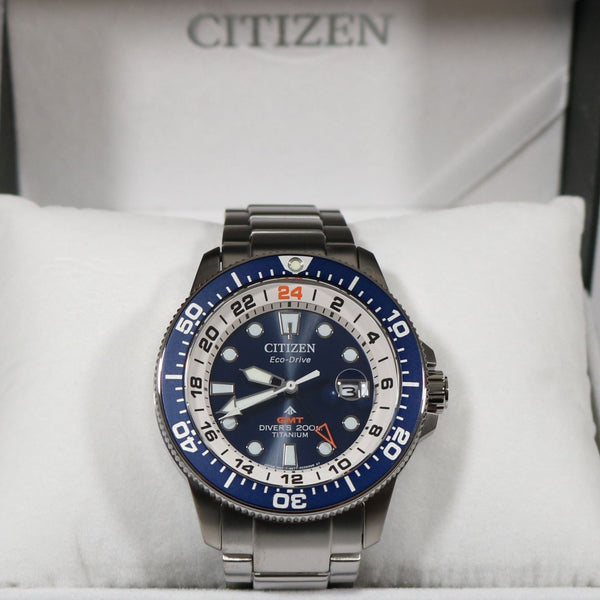 CITIZEN PROMASTER MARINE BJ7111-86L ECO-DRIVE GMT DIVER`S 200m