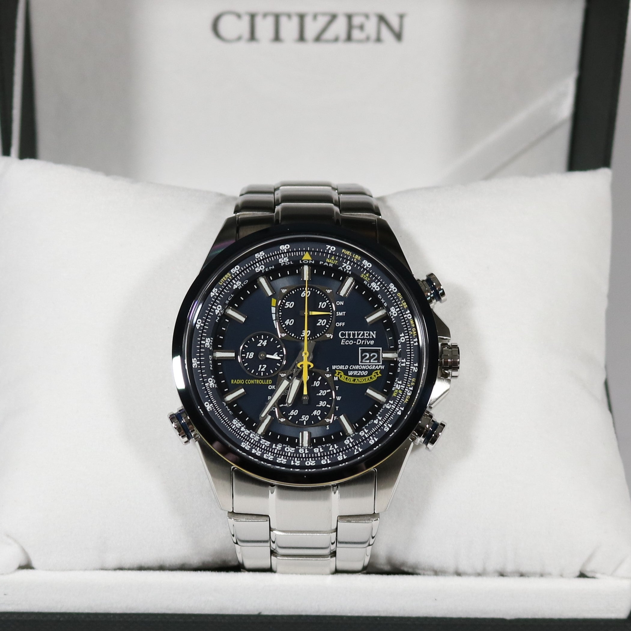 Citizen Eco- Drive Blue Angels Chronograph Stainless Steel Watch AT8020-54L