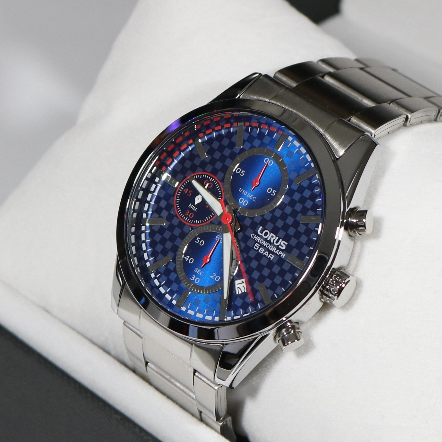 Lorus Blue Dial Stainless Steel Chronograph Men's Watch RM391FX9