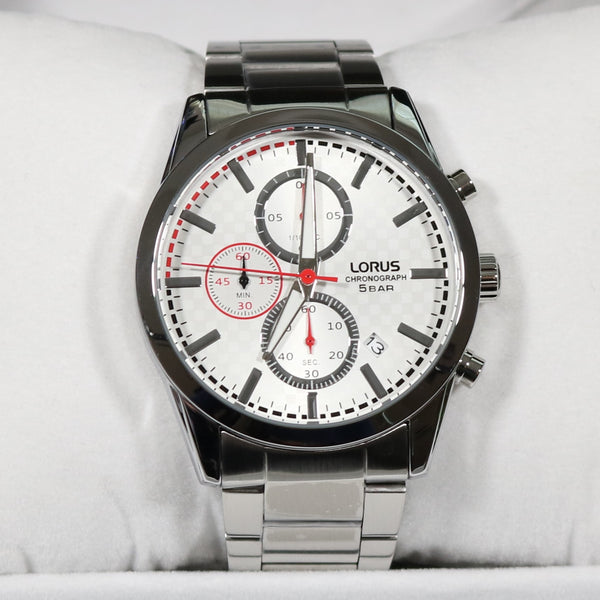 Lorus White Dial Stainless Steel Chronograph Men\'s Watch RM393FX9 –  Chronobuy