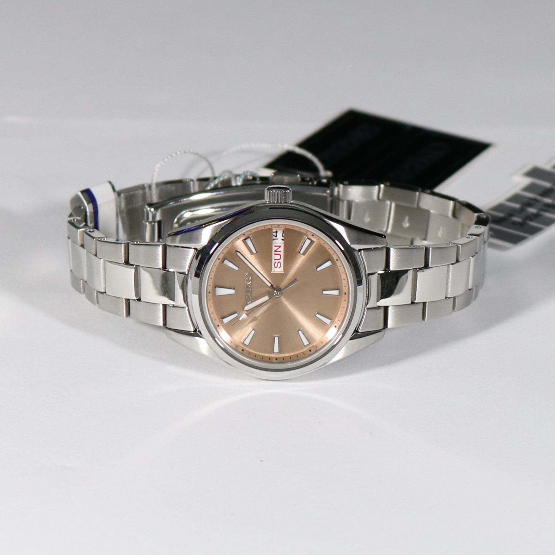 Seiko Quartz Women's Pink Dial Stainless Steel Watch SUR351P1