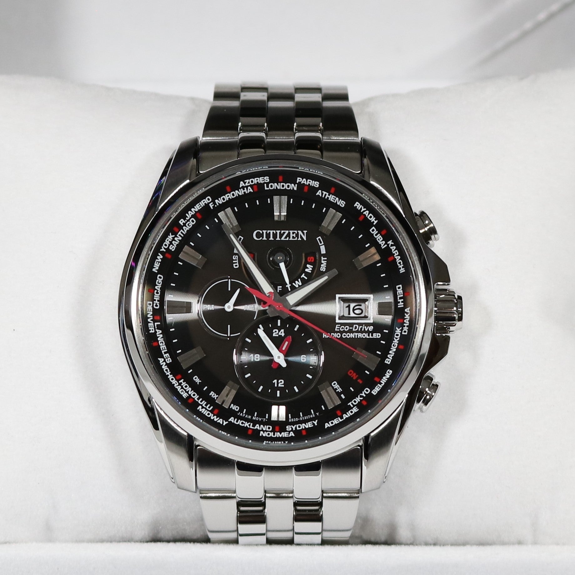 Citizen Stainless Steel Radio Controlled Black Dial Men's Watch AT9030-55E