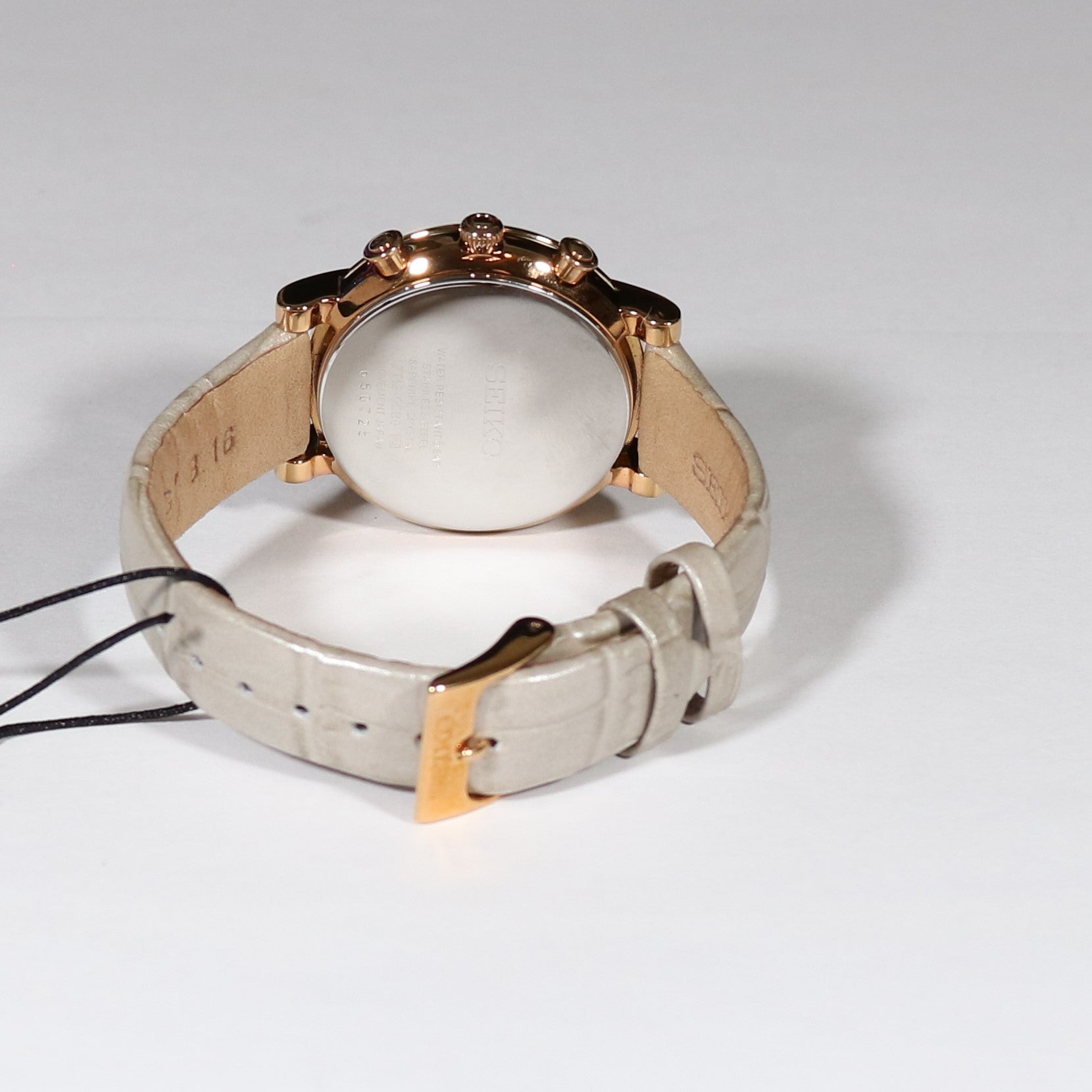 Seiko Women's Rose Gold Tone White Textured Dial Chronograph Watch SRW834P1