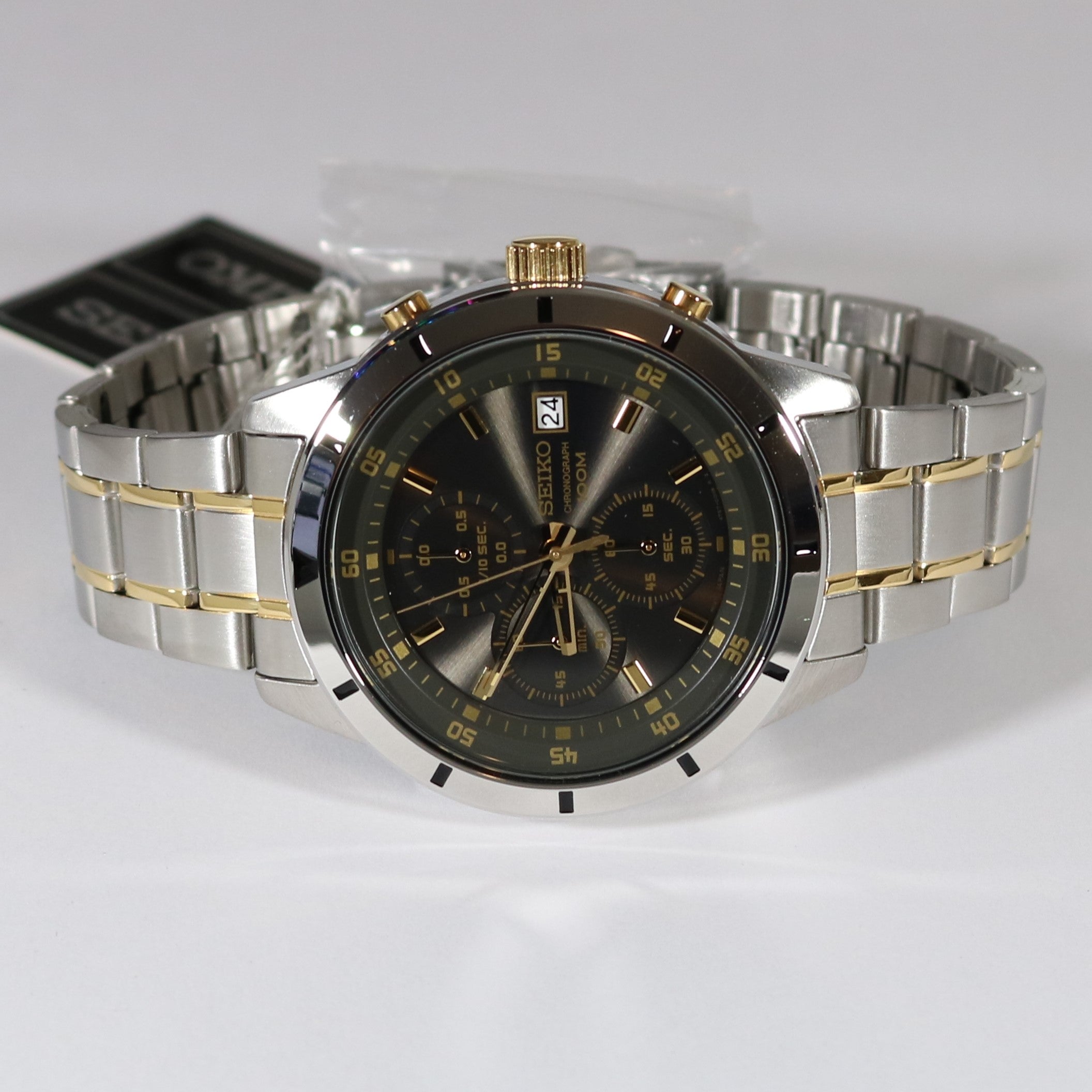 Seiko Neo Sports Black Dial Two Tone Chronograph Men's Watch SKS565P1 - Chronobuy