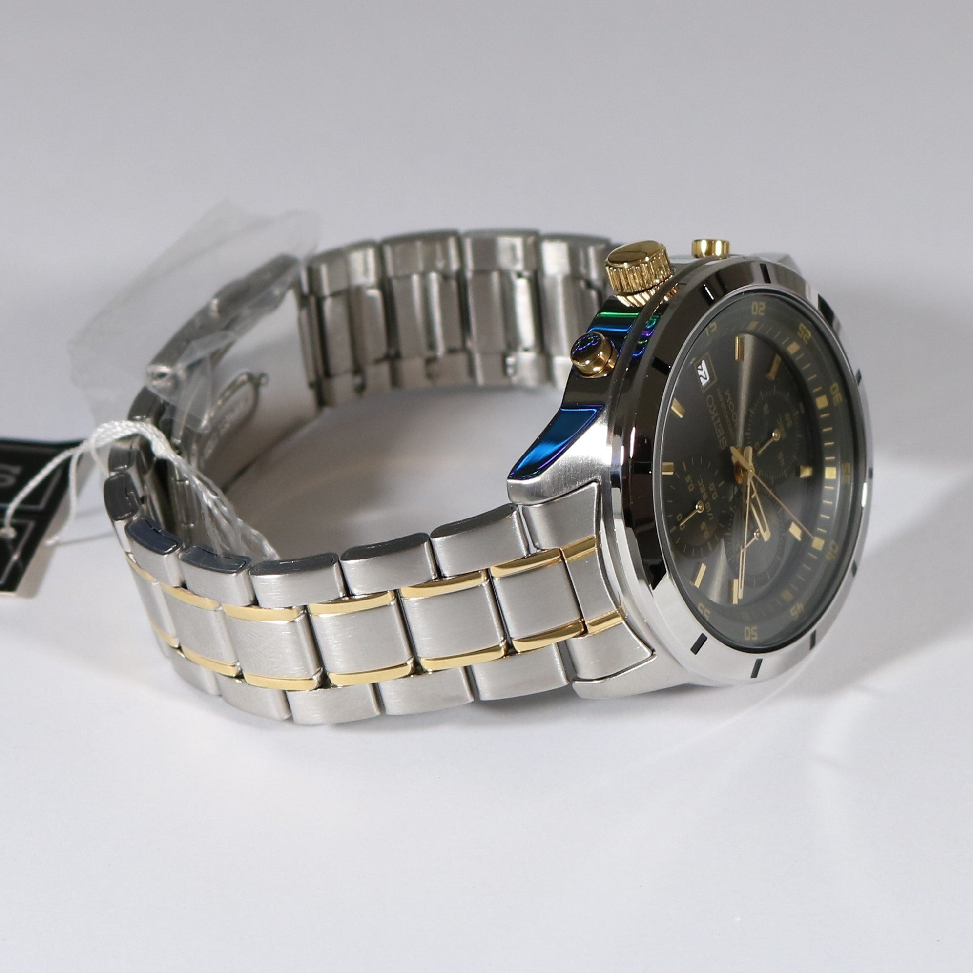 Seiko Neo Sports Black Dial Two Tone Chronograph Men's Watch SKS565P1 - Chronobuy