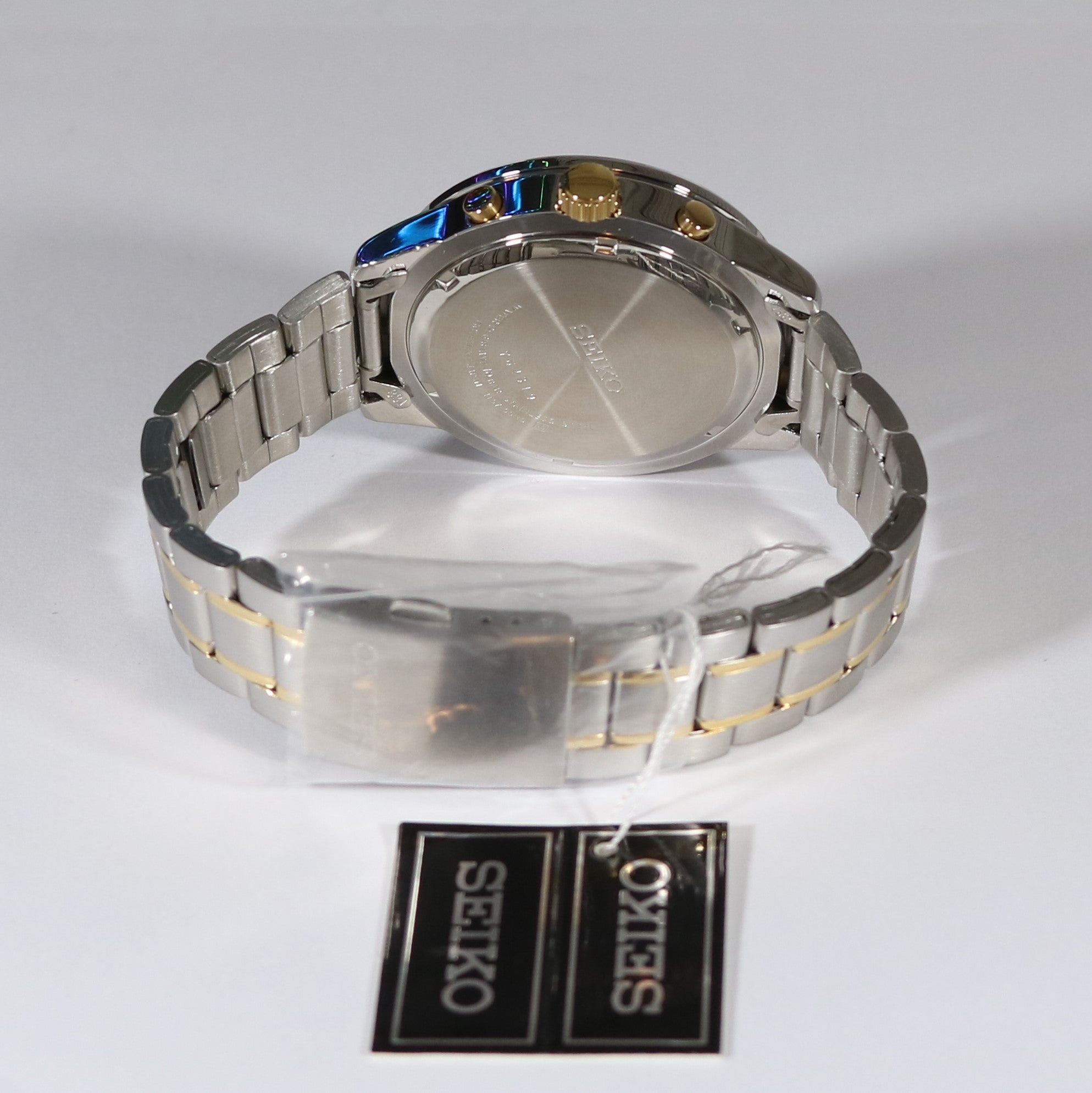 Seiko Neo Sports Black Dial Two Tone Chronograph Men's Watch SKS565P1 - Chronobuy