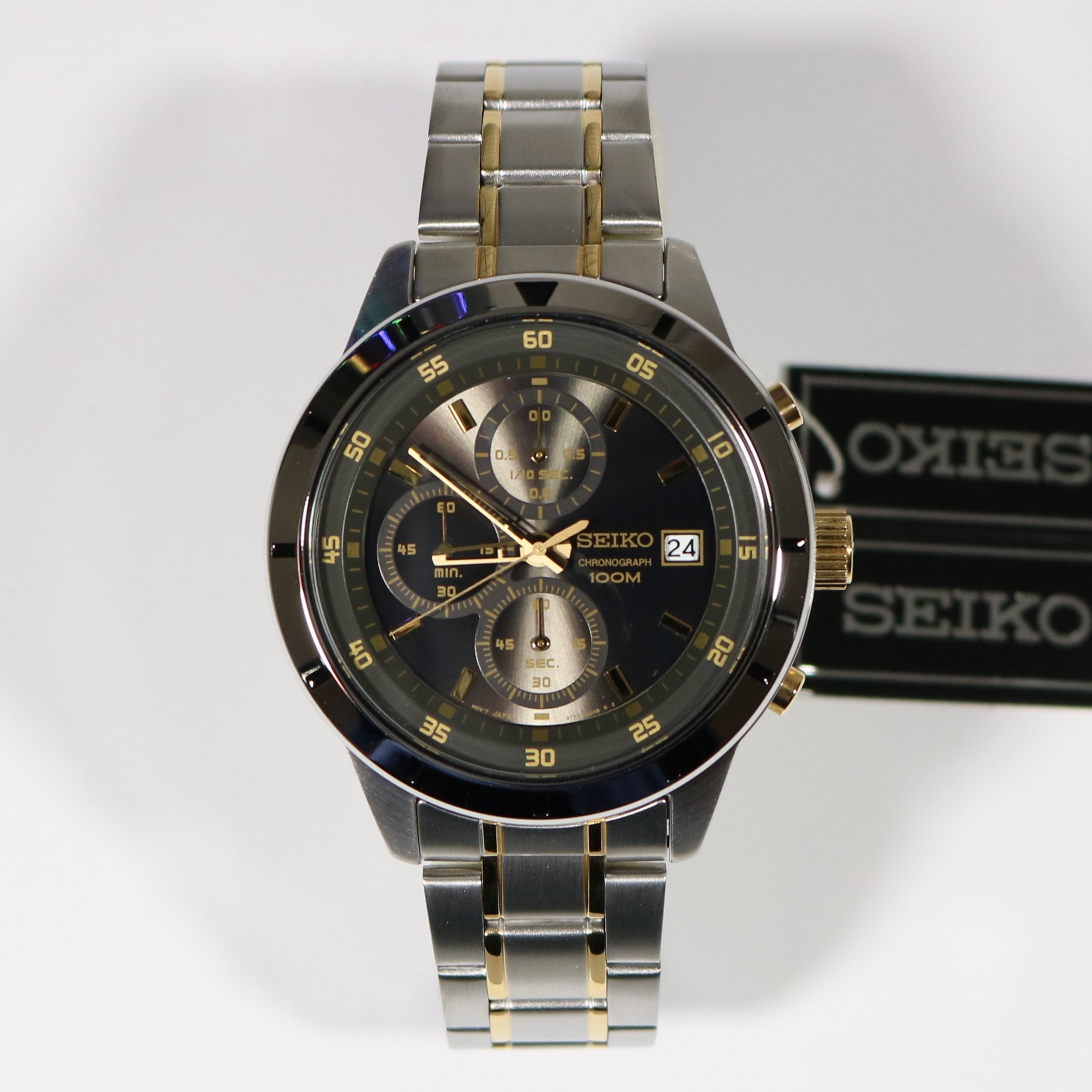Seiko Neo Sports Black Dial Two Tone Chronograph Men's Watch SKS565P1 - Chronobuy