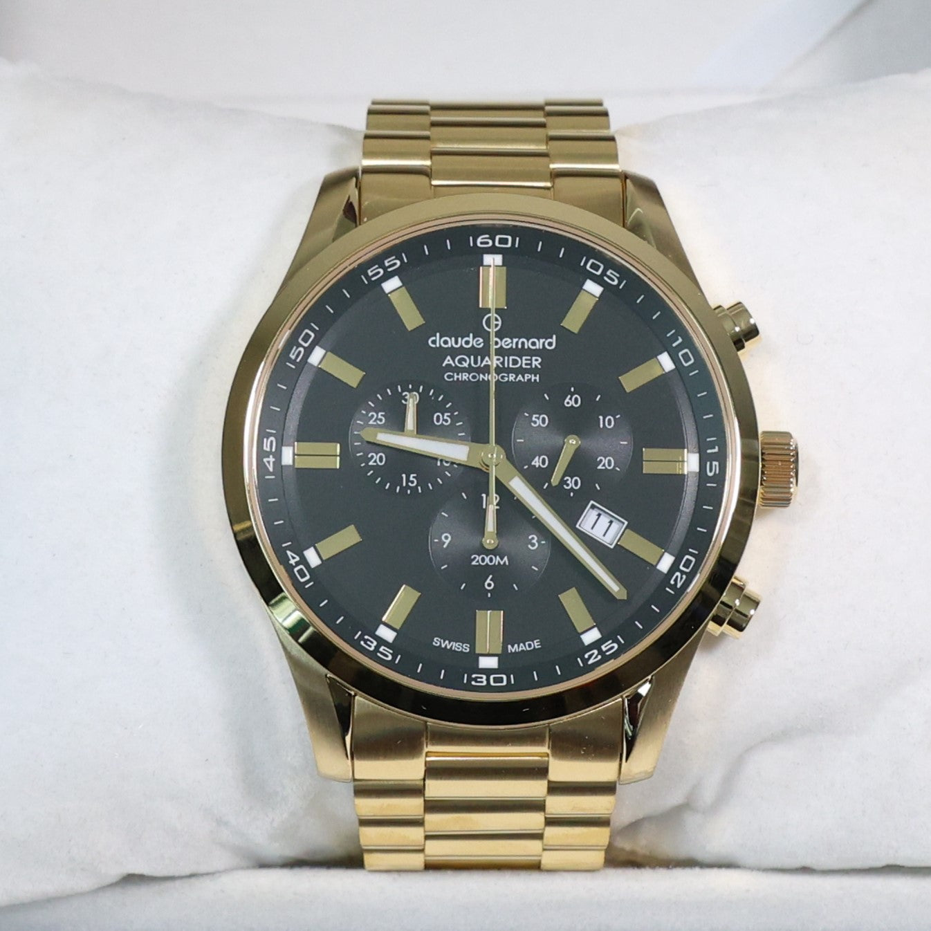 Claude Bernard Black Dial Gold Tone Men's Chronograph Watch 10222-37JM-NID