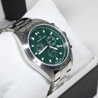 Claude Bernard Men's Green Dial Stainless Steel Chronograph Watch 10247-3M-VIN