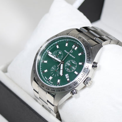 Claude Bernard Men's Green Dial Stainless Steel Chronograph Watch 10247-3M-VIN