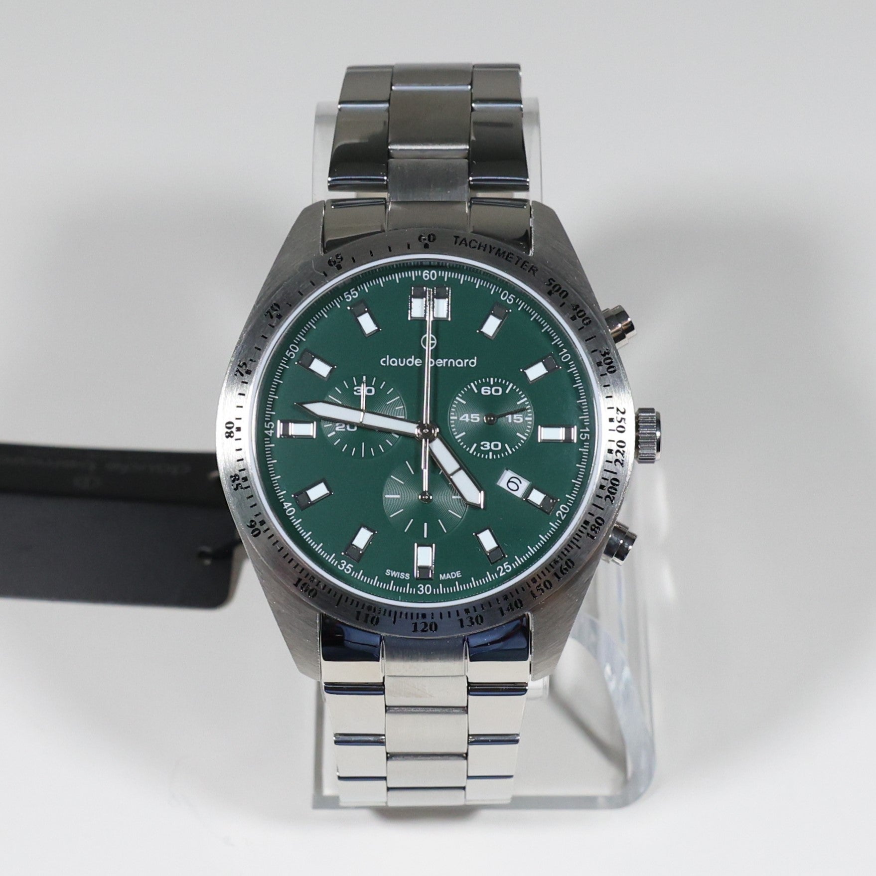 Claude Bernard Men's Green Dial Stainless Steel Chronograph Watch 10247-3M-VIN