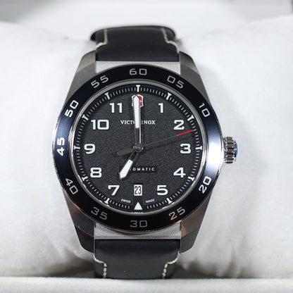 Victorinox Swiss Army Men's Automatic Black Dial Leather Strap Watch 242044
