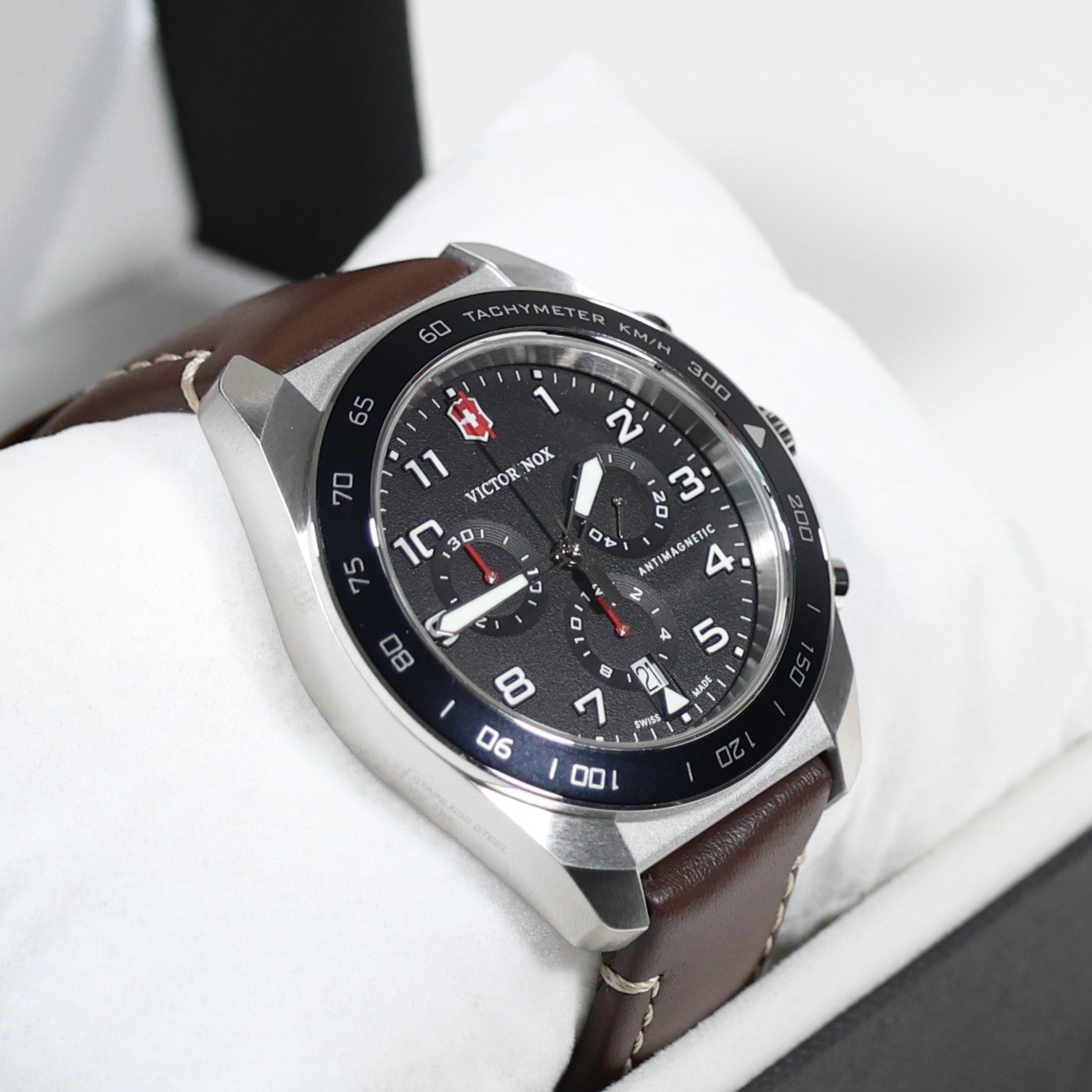 Victorinox Swiss Army Chrono Men's Black Dial Leather Strap Watch 242046