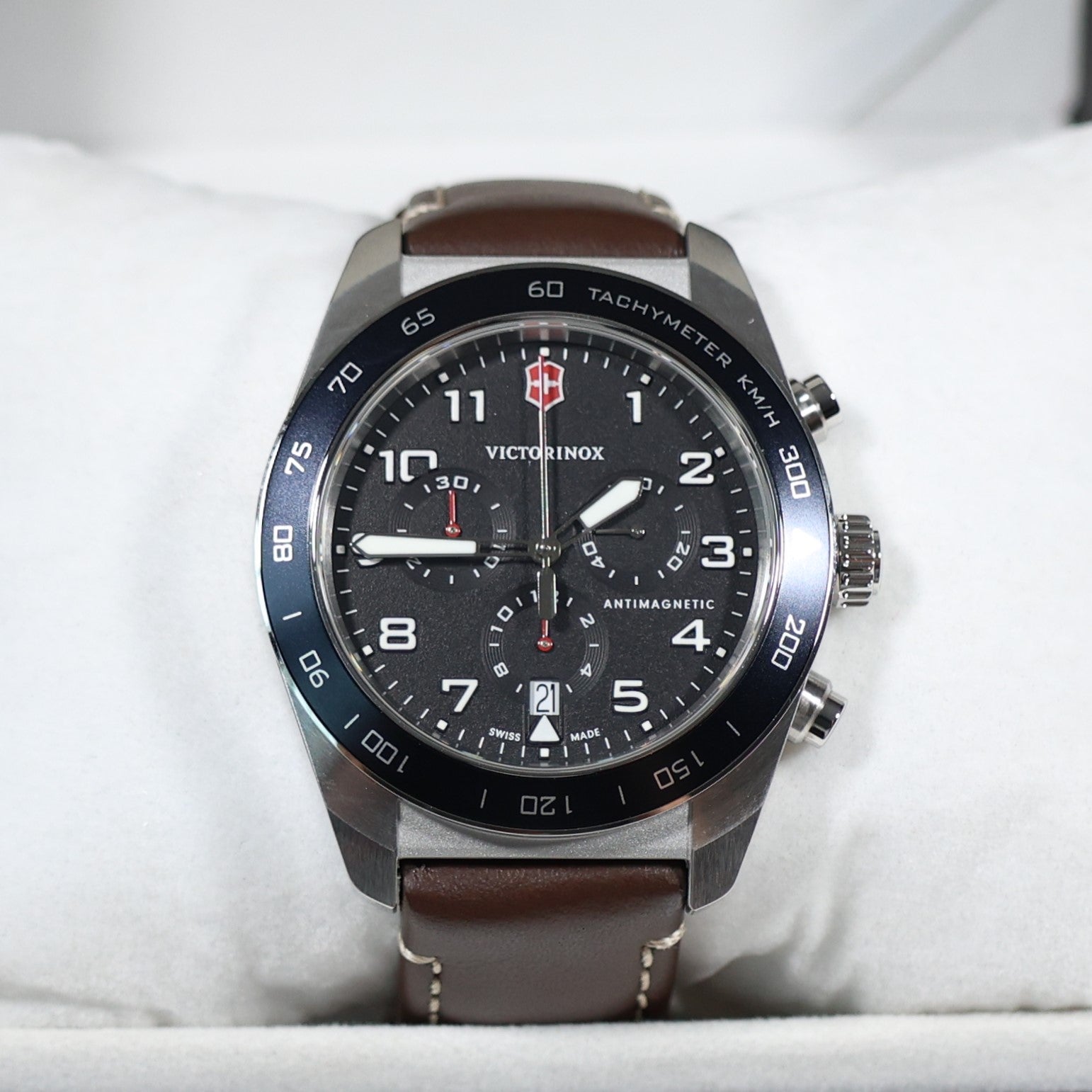 Victorinox Swiss Army Chrono Men's Black Dial Leather Strap Watch 242046