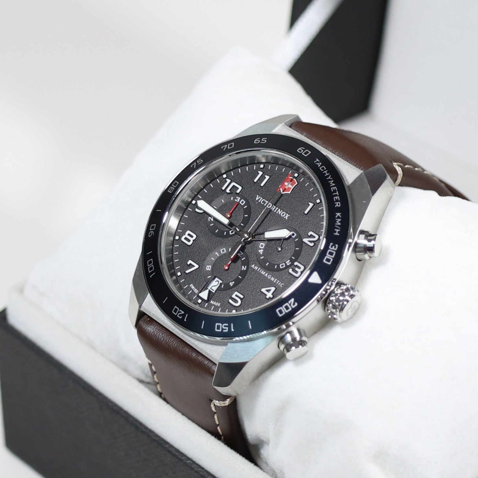 Victorinox Swiss Army Chrono Men's Black Dial Leather Strap Watch 242046