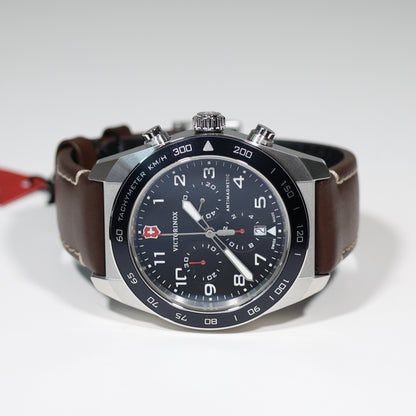 Victorinox Swiss Army Chrono Men's Black Dial Leather Strap Watch 242046