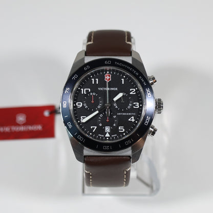 Victorinox Swiss Army Chrono Men's Black Dial Leather Strap Watch 242046