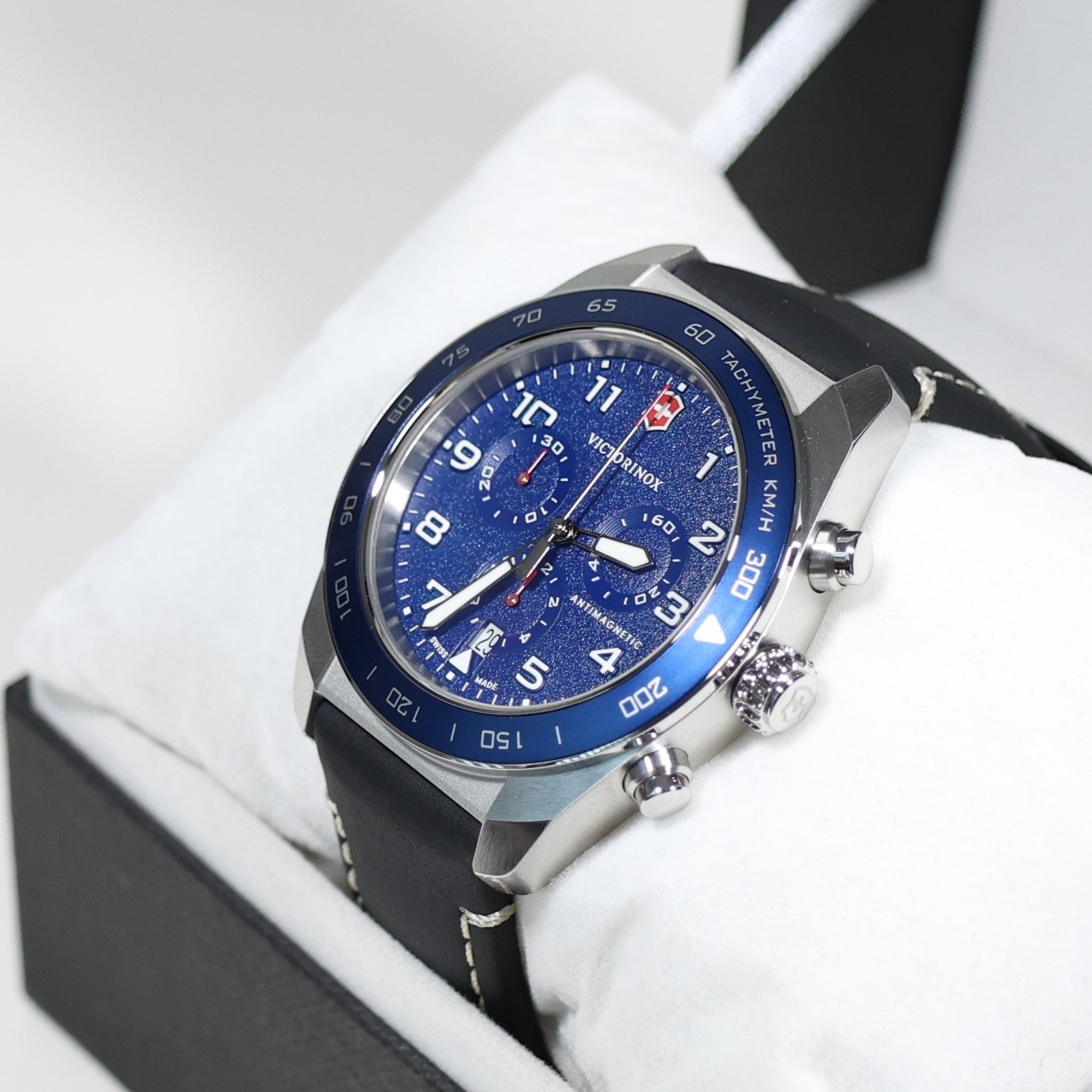 Victorinox Swiss Army Chrono Men's Blue Dial Leather Strap Watch 242047