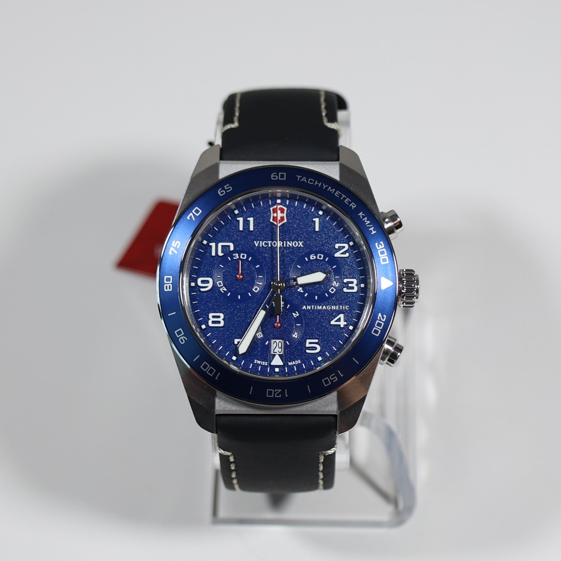 Victorinox Swiss Army Chrono Men's Blue Dial Leather Strap Watch 242047