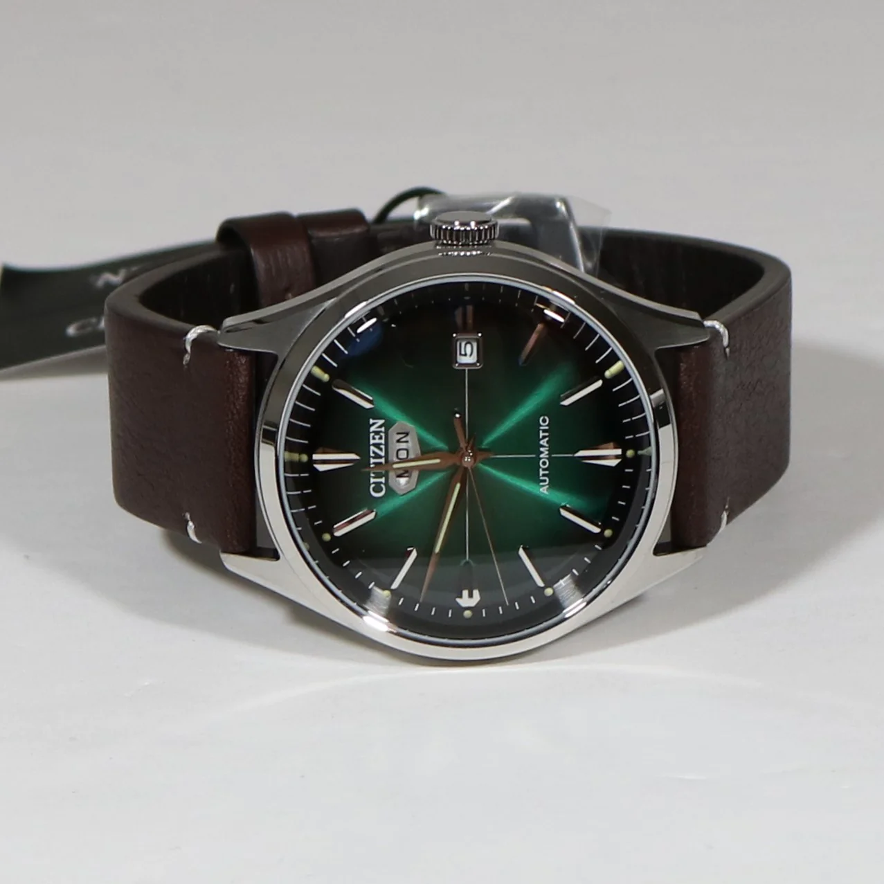 Citizen Men's C7 Series Automatic Green Dial Brown Leather Strap Watch NH8390-03
