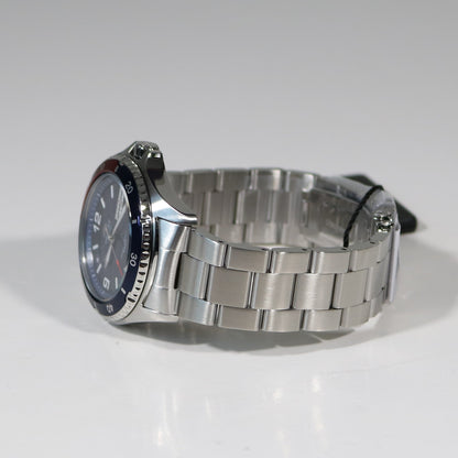 Orient Mako II automatic Men's Stainless Steel Red and Blue Bezel Watch FAA2009D