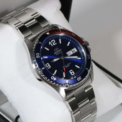 Orient Mako II automatic Men's Stainless Steel Red and Blue Bezel Watch FAA2009D