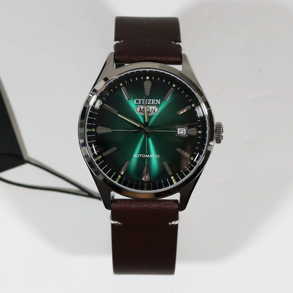 Citizen Men's C7 Series Automatic Green Dial Brown Leather Strap Watch NH8390-03