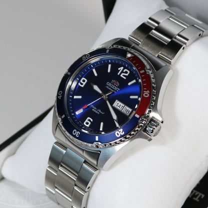 Orient Mako II automatic Men's Stainless Steel Red and Blue Bezel Watch FAA2009D