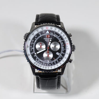 Swiss Alpine Military Black Dial Stainless Steel Chronograph Watch 7078.9537