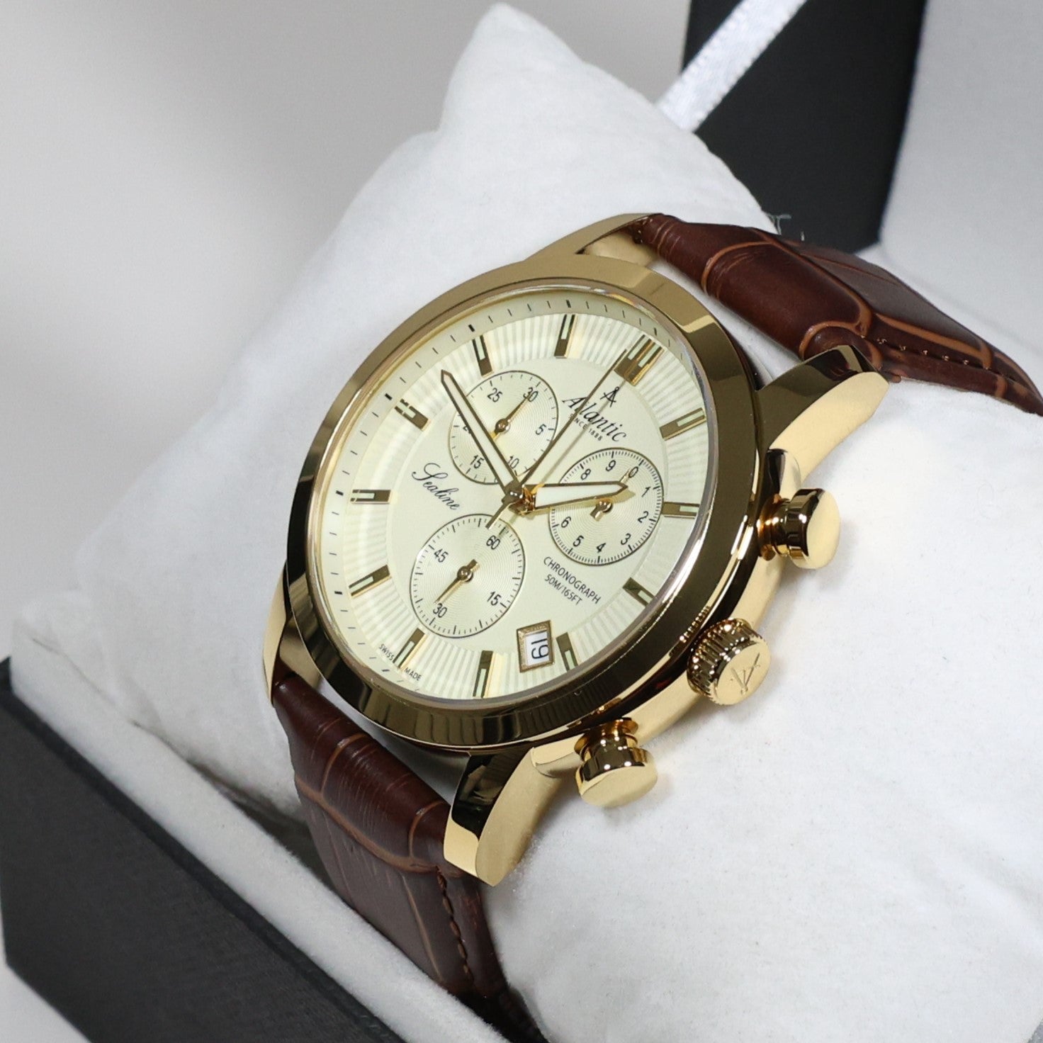 Atlantic Sealine Gold Tone Stainless Steel Men's Chronograph Watch 62450.45.31