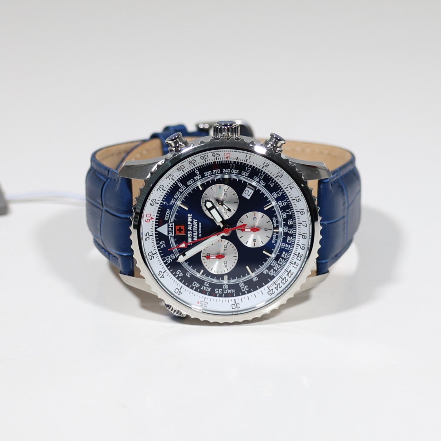 Swiss Alpine Military Blue Dial Stainless Steel Chronograph Watch 7078