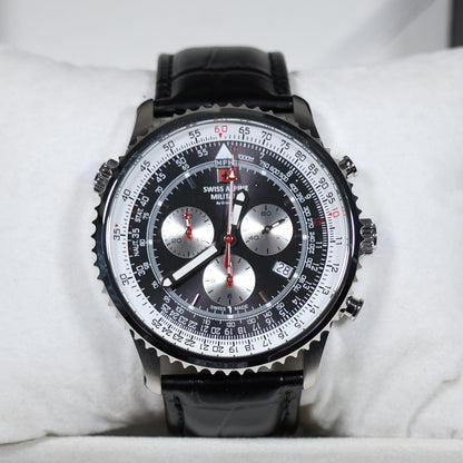 Swiss Alpine Military Black Dial Stainless Steel Chronograph Watch 7078.9537