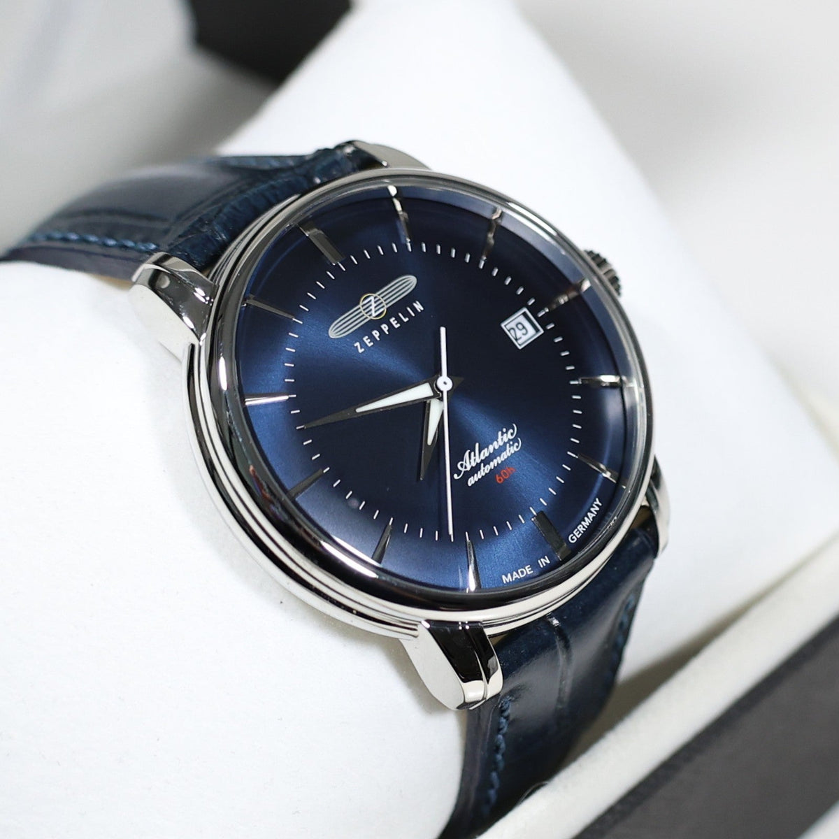 Zeppelin Atlantic Blue Dial Men's Automatic Leather Strap Watch 8460-3 - Chronobuy