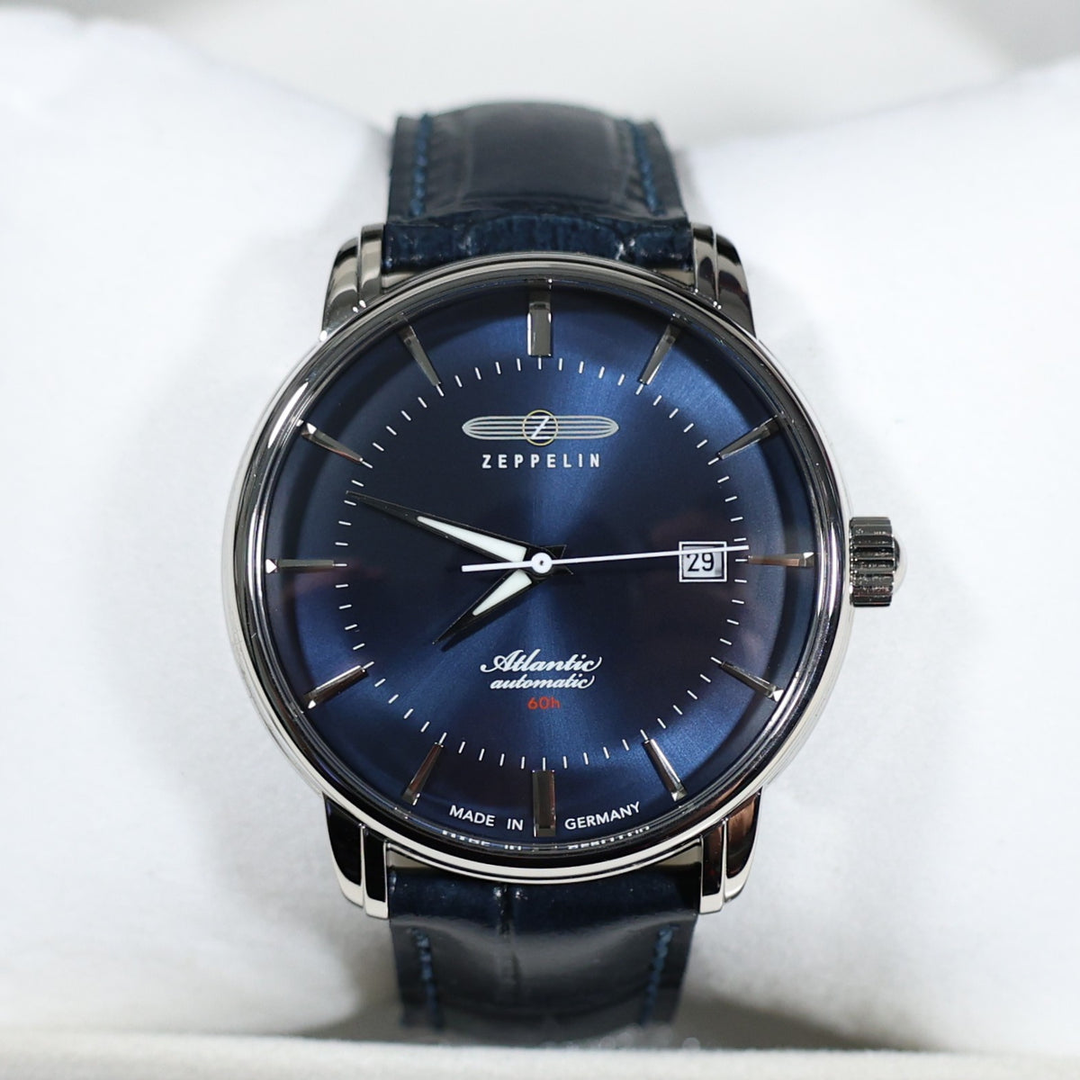 Zeppelin Atlantic Blue Dial Men's Automatic Leather Strap Watch 8460-3 - Chronobuy