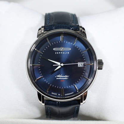 Zeppelin Atlantic Blue Dial Men's Automatic Leather Strap Watch 8460-3 - Chronobuy