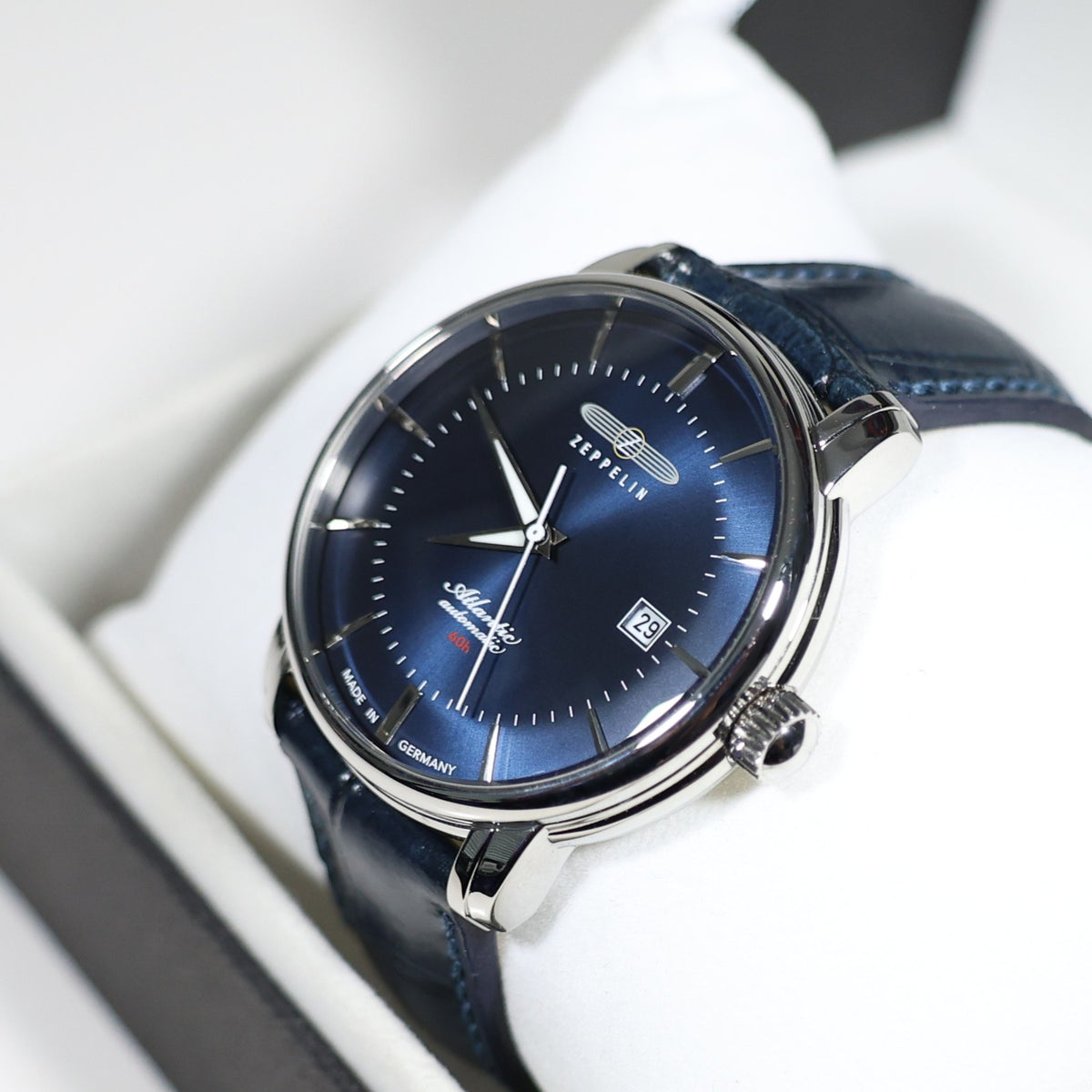 Zeppelin Atlantic Blue Dial Men's Automatic Leather Strap Watch 8460-3 - Chronobuy