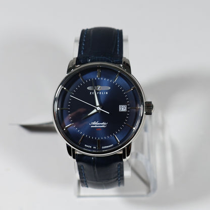 Zeppelin Atlantic Blue Dial Men's Automatic Leather Strap Watch 8460-3 - Chronobuy